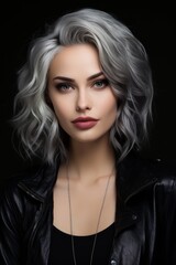 Fototapeta premium Striking portrait of a woman with platinum blonde hair