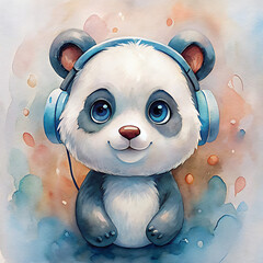Cute cartoon panda Headphones