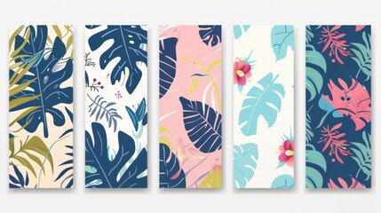 Instagram story templates and highlights covers modern set. Floral and tropical leaf patterns and textures. Abstract minimal trendy style wallpaper. hyper realistic 