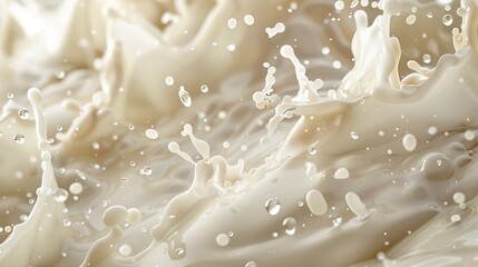 Macro Close-Up: Capture a close-up shot of milk splashes around a bottle, showcasing the intricate details and textures of the splashes. Generative AI