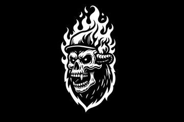 Fototapeta premium Dark art monster bear black and white vector design