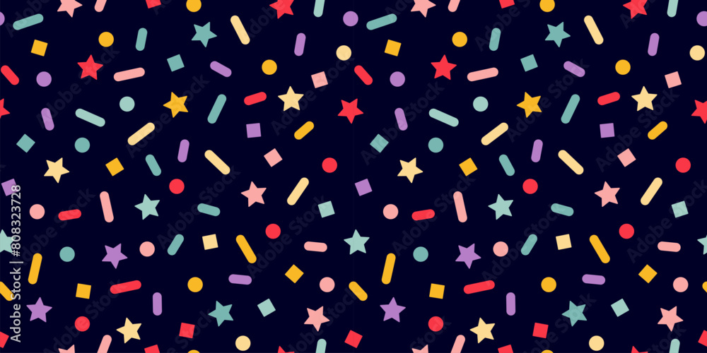 Aufkleber vector seamless pattern with color sprinkles. colorful carnaval confetti texture. cake, ice cream an