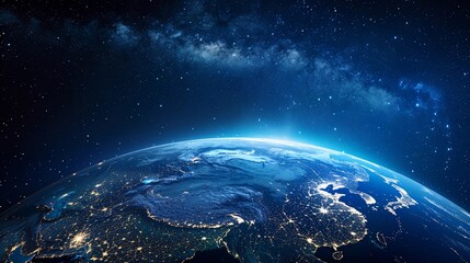 Earth Illuminated: City Lights Trace Continents at Night, with Asia in Focus (Data Visualization Concept)