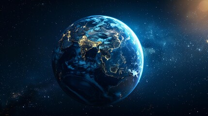 Obraz premium Earth Illuminated: City Lights Trace Continents at Night, with Asia in Focus (Data Visualization Concept)