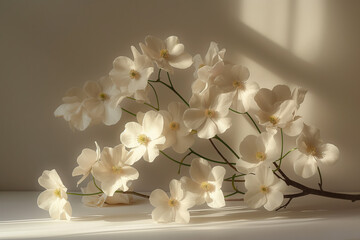 Soft White Flowers Bathed in Warm Sunlight