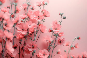 Beautiful pink flowers on a soft rose background