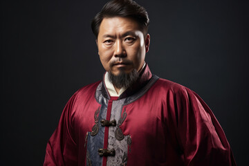 Obraz premium Elderly man in traditional Asian clothes