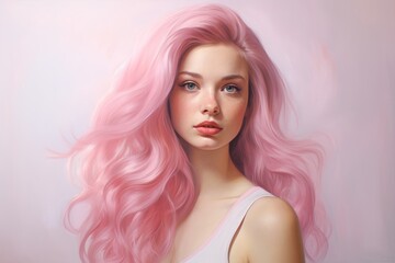 Naklejka premium woman with vibrant pink hair