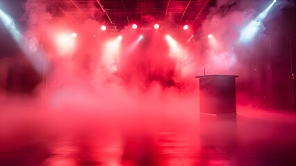 Stage Background: Disco Dance Floor with Fog, Podium, and Spotlights. Concept Disco Dance Floor, Fog Machine, Podium, Spotlights, Stage Props