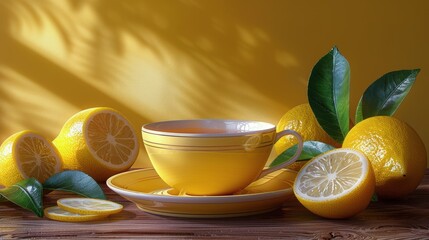 Lemons and Cups on Table © ArtCookStudio