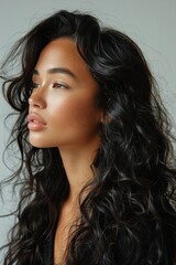 Naklejka premium Woman With Long Hair Close Up