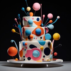 Obraz premium colorful abstract cake with polka dots and spheres