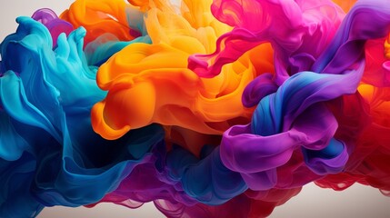Vibrant and colorful abstract smoke or ink swirls
