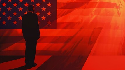 US stock market presidential election campaign silhouette united states flag vote poll polling voting republican democrat station right left far 2024 november contest state american politics incumbent