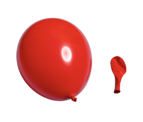 inflated  and deflated red balloons