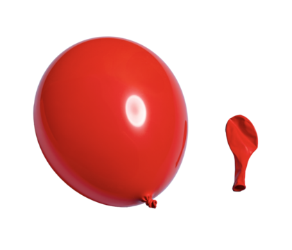 inflated  and deflated red balloons