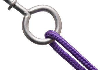cord knotted on a metal ring