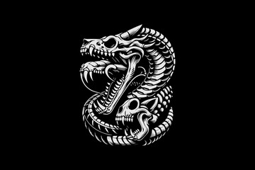 Fototapeta premium skeleton snake with human head dark art style illustration vector design