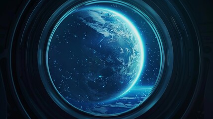 A view of the earth through a window.