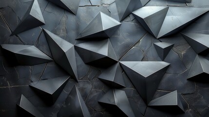 Fototapeta premium Black and Gold Abstract Wallpaper With Small Triangles
