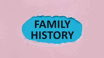 Family History, text on white paper on white background