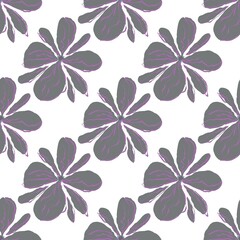 Obraz premium Seamless abstract floral pattern. Grey, purple, white. Illustration. Botanical texture. Flowers texture. Design for textile fabrics, wrapping paper, background, wallpaper, cover.
