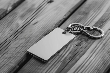 Blank Keychain Mockup Design. Empty Key Chain Holder with Copy Space for Label or Gift