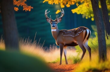 Young deer in natural habitat close up