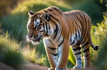 Tiger in natural habitat close up