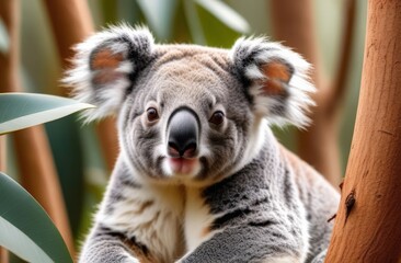 Koala in natural habitat close up