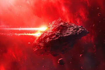 Breathtaking Asteroid red cinematic. Science universe. Generate AI