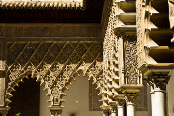 Facade detail in Seville Alcazar, Spain