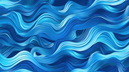 Blue waves pattern. Summer lake wave, water flow abstract vector seamless background Generative AI