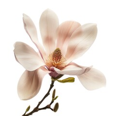 A Magnolia Flower Exudes Delicate Beauty Against A Clean White Backdrop, Illustrations Images