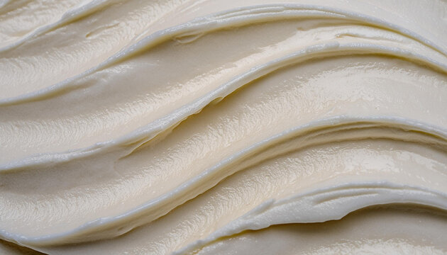Gros plan sur de la cr&egrave;me glac&eacute;e, texture cr&eacute;meuse d&rsquo;une glace vanille, yaourt...