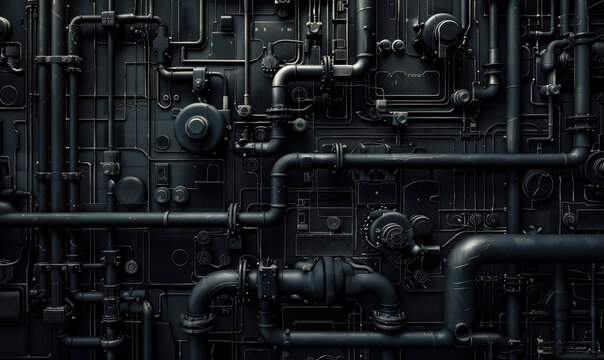 A texture of complicated black pipes background