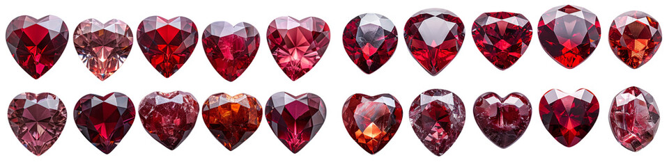 Fototapeta premium Set of A red hearts with diamonds on a transparent background