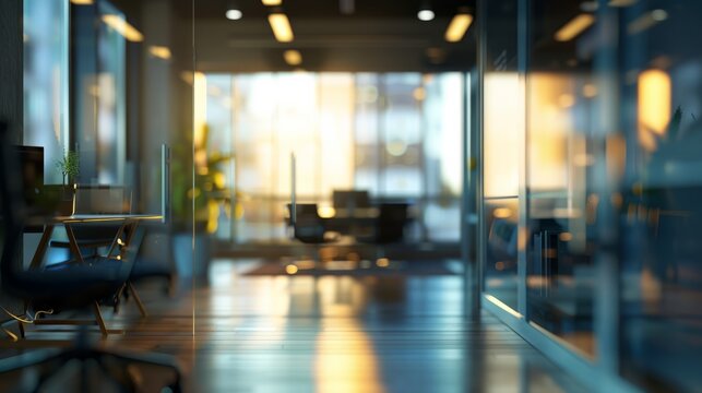 De-focused office background, blurred background, Generative AI hyper realistic 