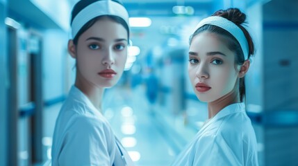 International Nurses Day concept image with a nurse at hospital and sign written Nurses Day hyper realistic 