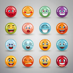 Set of emoticons, emoji isolated on white background