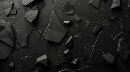 3d render, abstract black background with polygonal geometric shapes - Powered by Adobe