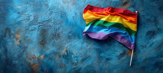 rainbow flag on blue background