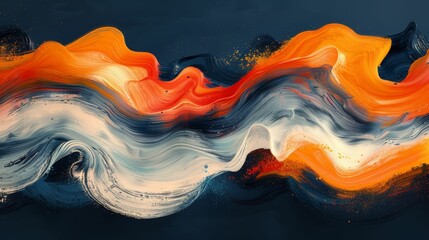 Abstract background with orange and blue paint. Acrylic painting on canvas..jpeg