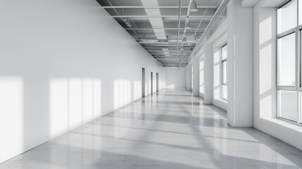 White office hall with blank wall hyper realistic 