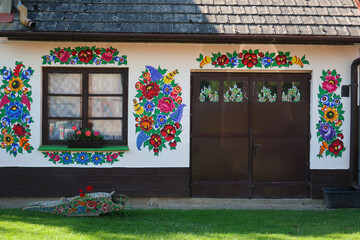 Zalipie, Poland. Open air museum and ethnographic park of folk architecture and colorfoul paintings in Zalipie village, near Tarnow in Lesser Poland