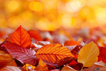 Crisp Autumn background orange. Season nature. Generate ai