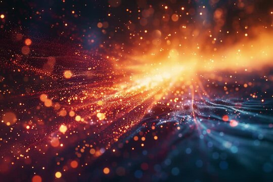 Data particles concentration with rays of light merging in one hot beam of light