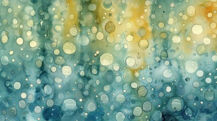 Abstract watercolor background with spots and stains in blue, green and yellow colors