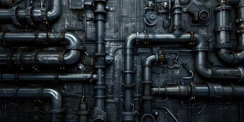 A texture of complicated black pipes background