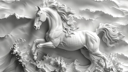 3d horse relief wallpaper